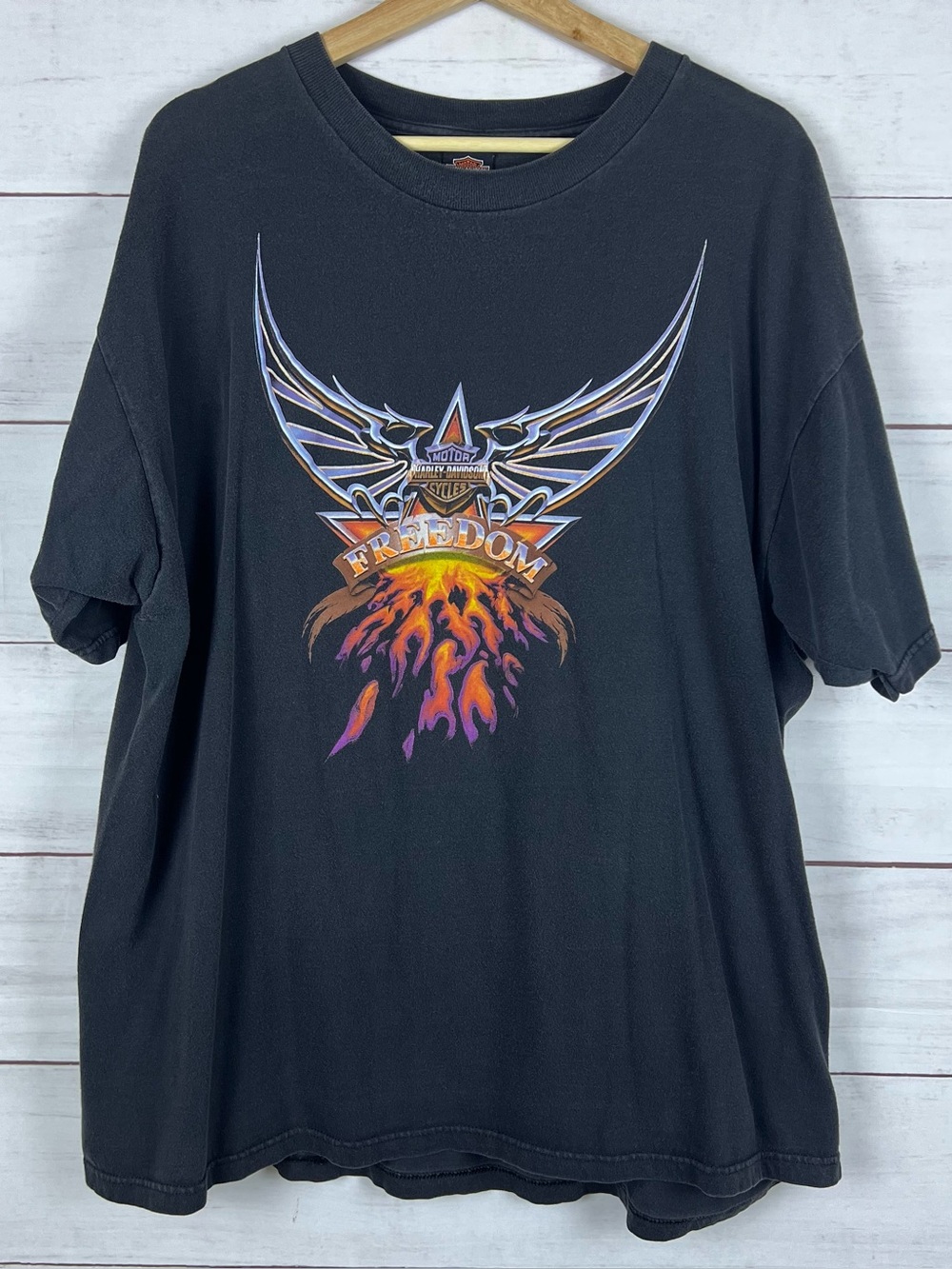 Vintage Harley Davidson Chrome Wings Jacksonville Florida Black T-Shirt Mens 2XL